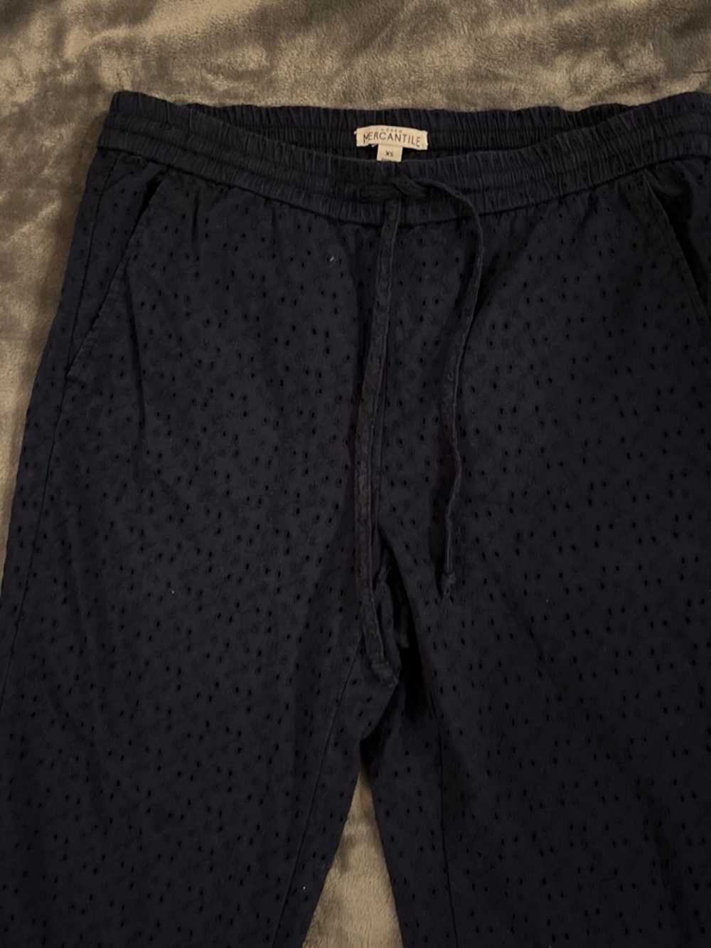 J. Crew Factory Navy Eyelet Drawstring Cropped Pants